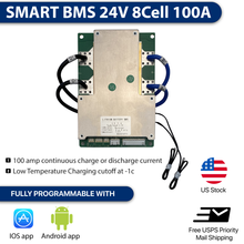 Load image into Gallery viewer, Smart BMS 8S 24v 100A Lithium Lifepo4 Battery System w/Bluetooth US Stock 8S24V